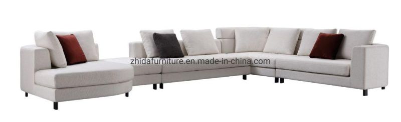 Zhida Modern Home Furniture Wholesale Villa Living Room White Fabric Sectional Couch Set Italian Design Modular Corner Sofa