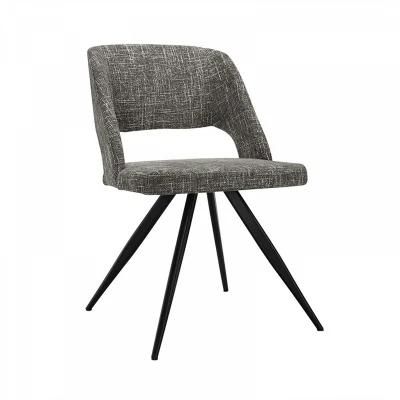 Fabric Upholstered Grey Dining Chair with Cut out Back