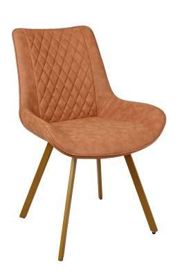 Quilted Stitch Faux Furniture Leather Dining Chair with Arm Back Support Thickened Cushion Metal Tube with Powder Costing Dining Chair