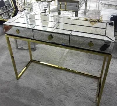 Rose Gold Stainless Steel Marble Top Console Table