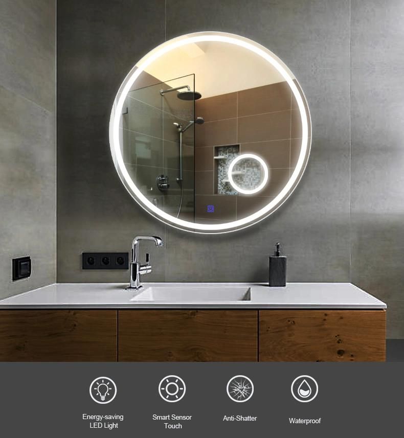 New Arrival Round Illuminated Bathroom Mirror