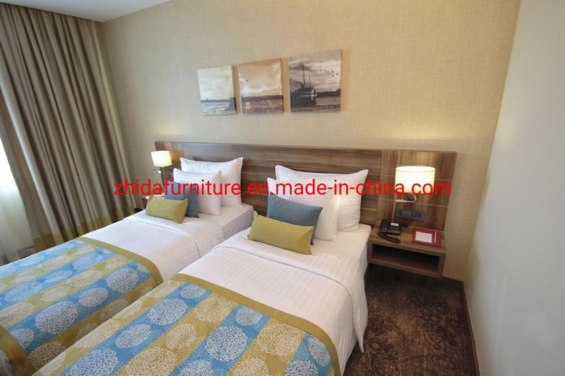 Commercial Hotel Furniture Durable 4 Star Standard Wooden Master Bedroom Furniture Set King Size MDF Bed