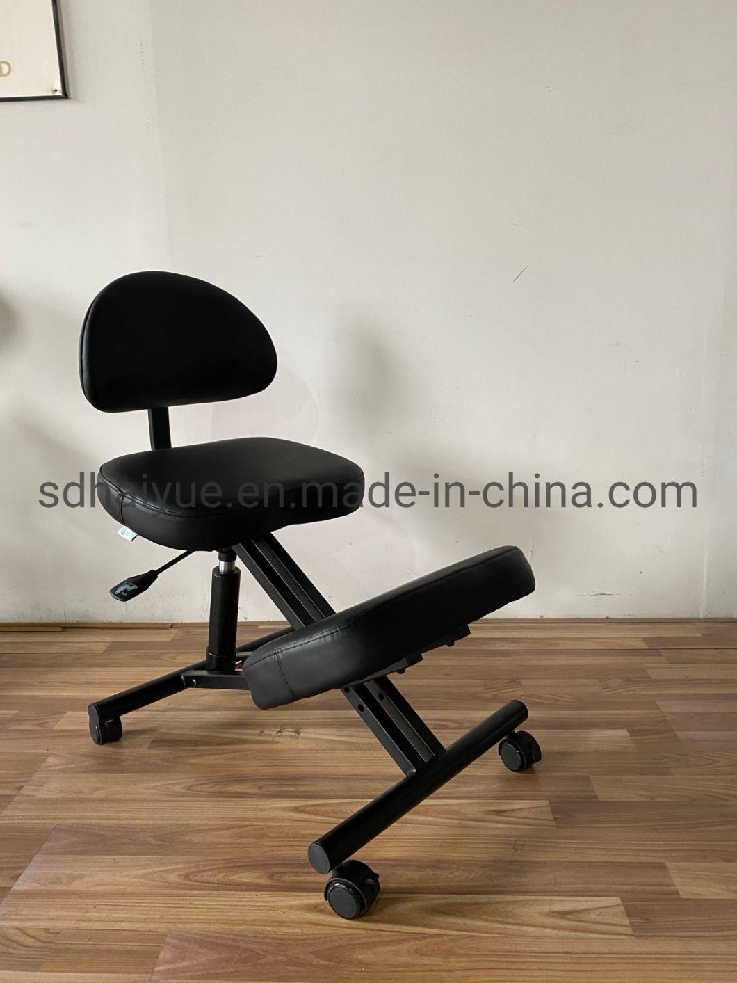 Adjustable New White PU Leather Saddle Seat Kneeling Chair