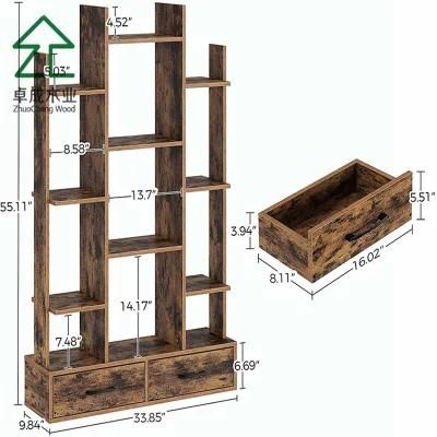 Wooden Bookcase Cube Display Shelf Freestanding Decorative 6-Tier Bookshelf