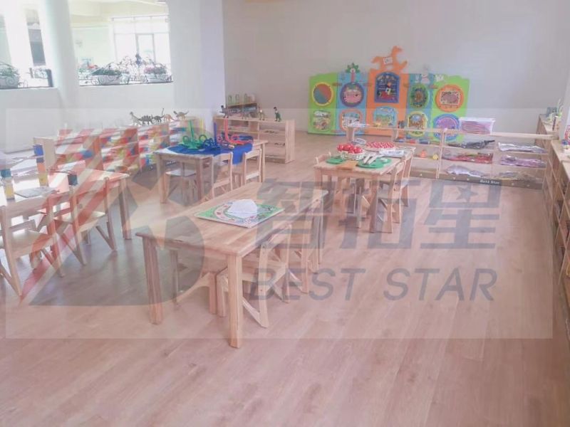 Modern Preschool Study Table, Multi-Function Children Rectangle Solid Wood Table, School Classroom Student Table, Kindergarten Drawing Table