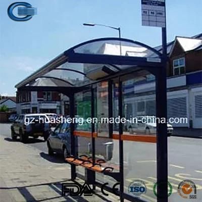 Huasheng Transit Shelter Ads China Bus Stop Advertising Shelter Manufacturing Modern Outdoor Stainless Steel Advertising Bus Shelter