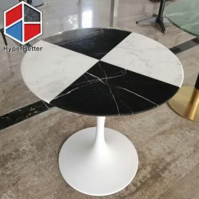 Natural White and Black Marble Cafe Table Two Colors Cafe Table