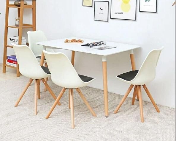 Contemporary Nordic Modern Wooden Legs Dining White Plastic Chairs