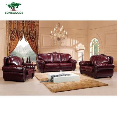 European Leisure Modern Living Room Sectional Genuine Leather Modular Chesterfield Sofa Furniture
