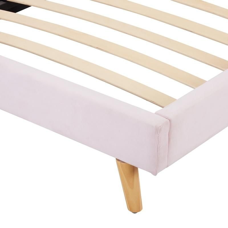 King Size Purple Simple Fabric Modern Double Post Modern Elegant Velvet Queen Simple Toddler Bed Frame with Wooden Slatted