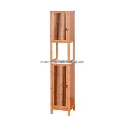Multi-Functional Bamboo 3 Tier High Cabinet Bathroom Storage Rack Wooden Floor Cabinet
