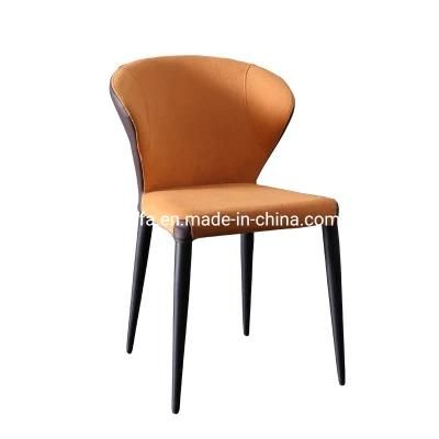Modern Restaurant Hotel Furniture Leather Cushion Steel Base Dining Chairs