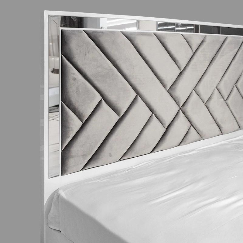Nova Modern Popular High Gloss Design Bedroom King Size Bed Mirror Finish Furniture Set