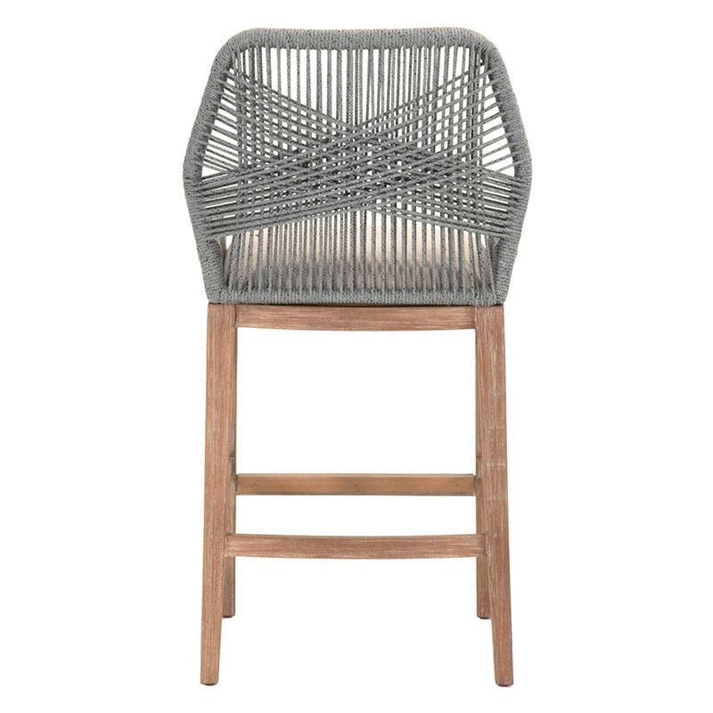 Cross Back Teak Wood Dining Chair with Rope Weaving Back