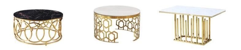 Modern Luxury Golden Frame Round Marble Coffee Tables for Promotion