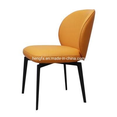 Restaurant Living Room Modern Furniture Leather Upholstered Metal Dining Chairs