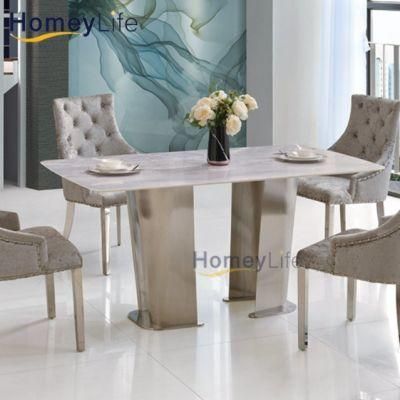 Modern Style Home Furniture Optional Color Marble Top Stainless Steel Base Rectangle Living Room Marble Table