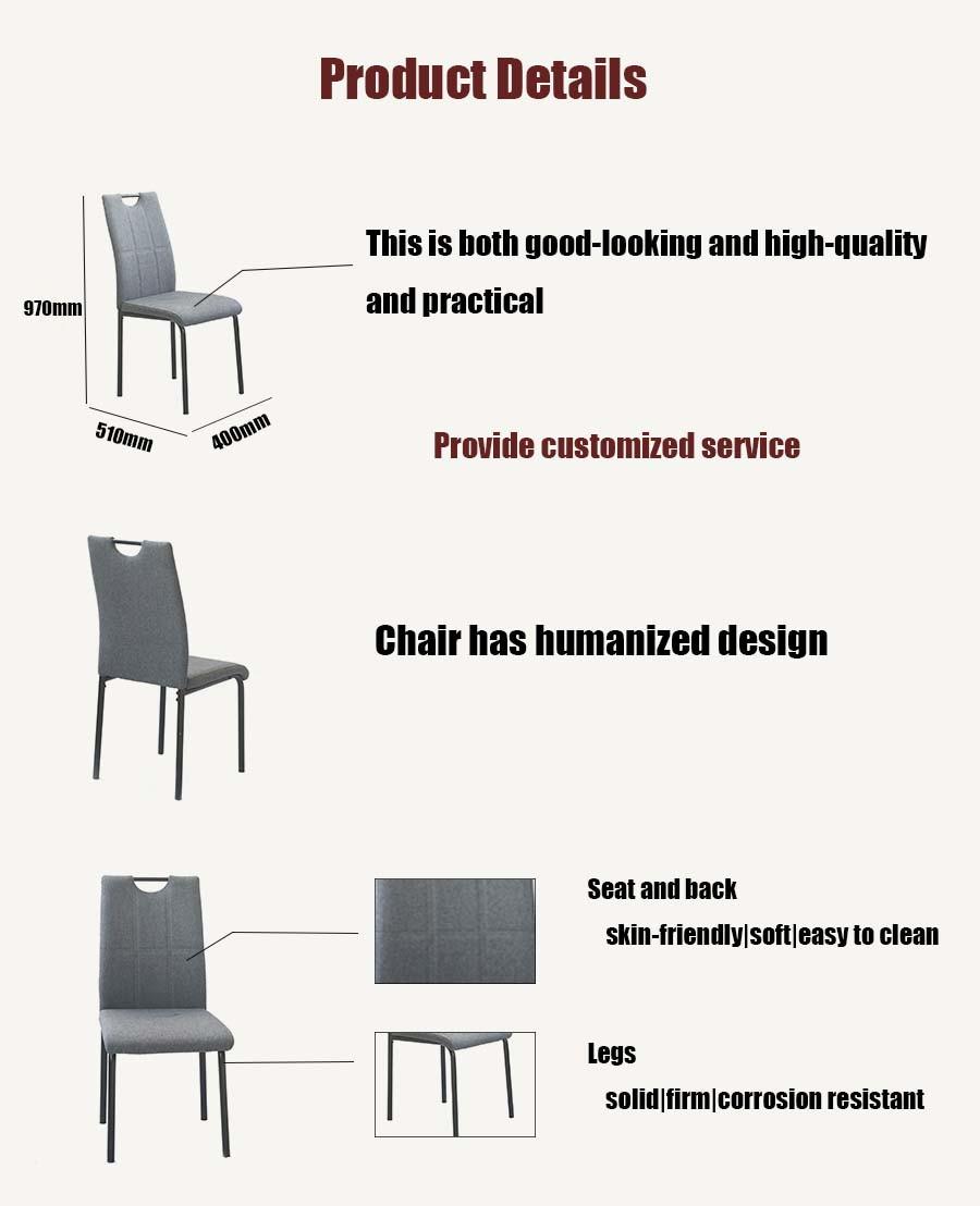 Modern Furniture Home Office Hotel Furniture Steel Dining Chair with PU Seat