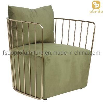 Modern Green Velvet Gold Metal Arm Sofa Leisure Area Relax