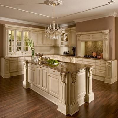 Modern Sink Cabinet Designs High End Custom Luxury Classic White Solid Wood Kitchen Island Cabinets with Granite Countertops