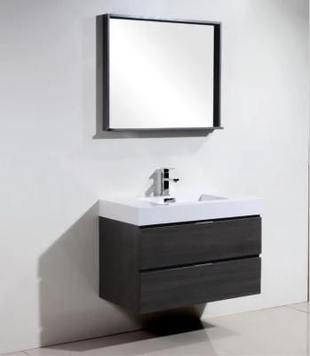 Simple Grey Integrated Single Sink Bathroom Modern Vanity