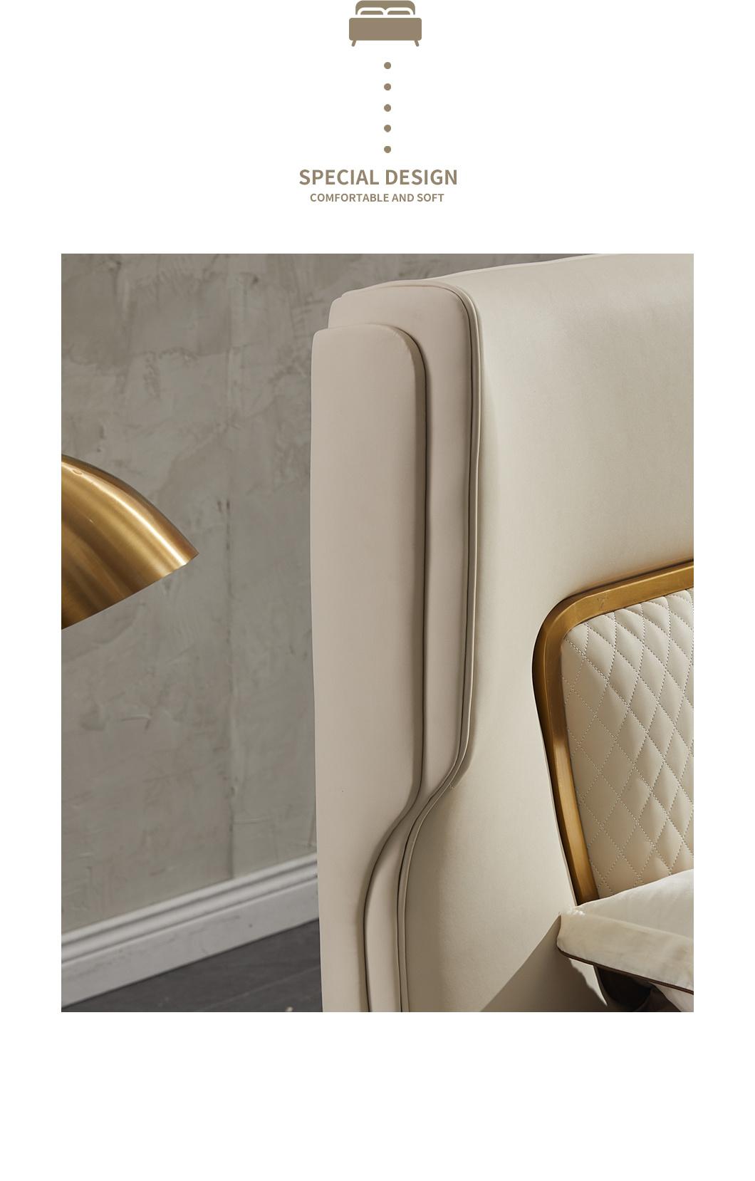 China Supplier Simple Design Hotel Bedroom Leather Bed Modern Furniture