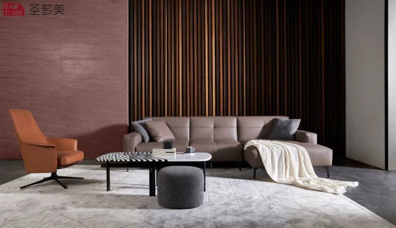 Modern Sofa Big Family Living Room Four Person Novartis Genuine Leather Sofa