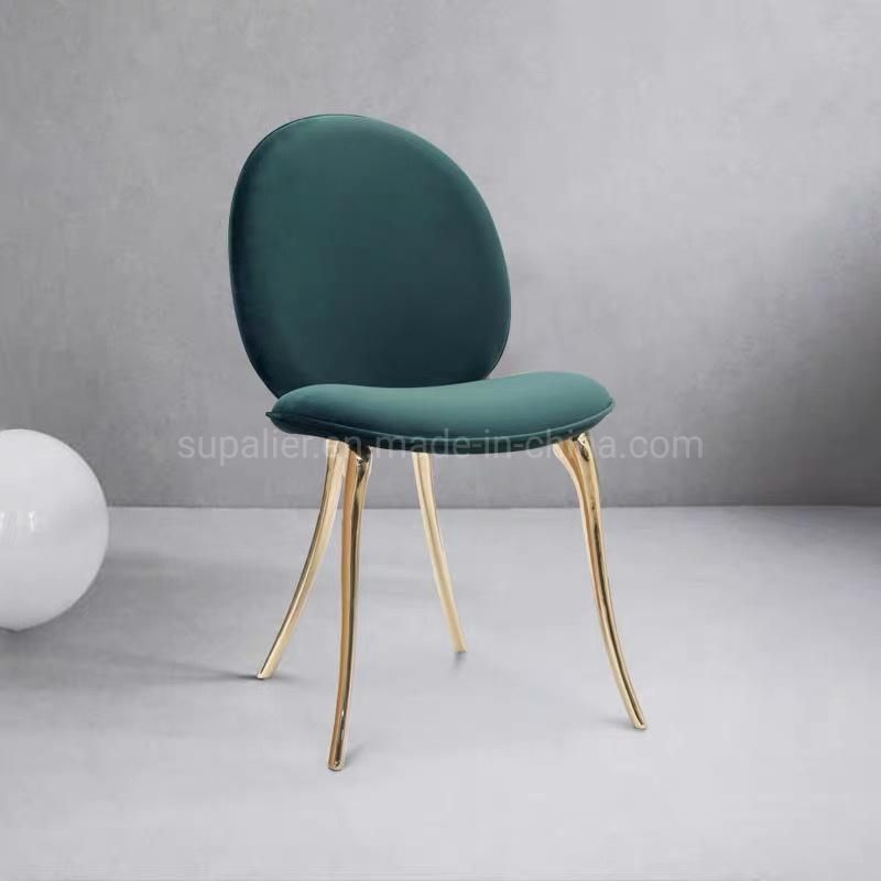 Hot Selling Gold Stainless Steel Hotel Furniture Fabric Dining Chair