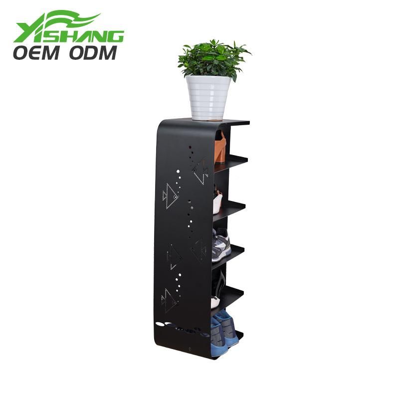 Modern Indoor Black Multilayer Metal Shoe Display Rack