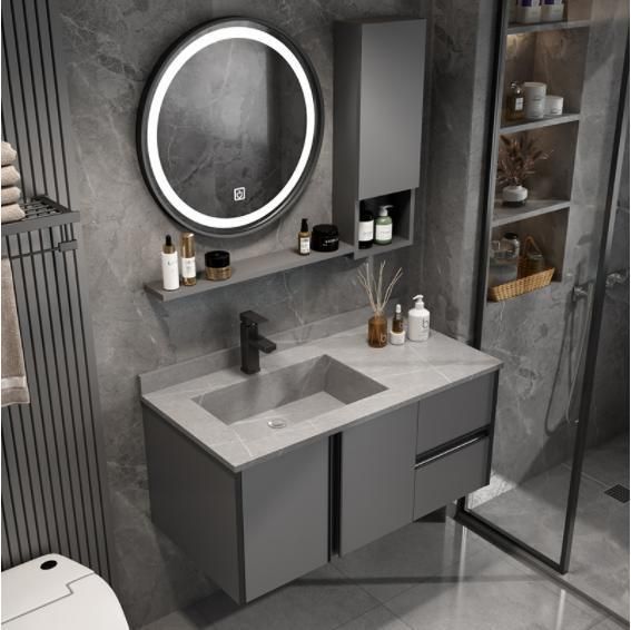 Bathroom Cabinet Combination Rock Board One-Body Bathroom Solid Wood Smart Wash Table Wash Basin Counter Basin