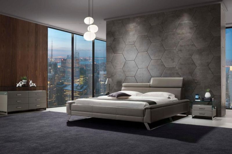 Modern Bed with Sofa Idea a Fashionable Bedroom Set with Stainless Steel Legs High Headboard