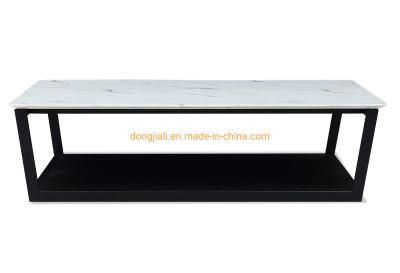 Metal Base Italian Sintered Stone Plated Top Coffee Table for Living Room