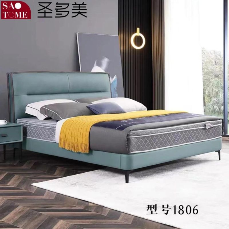 Modern Hotel Bedroom Furniture Dark Grey Leather Double Bed 1.5m 1.8m