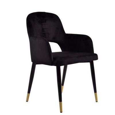 Hole Back Luxury Elegant Black Velvet Tufed Dining Room Chair