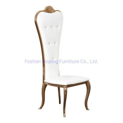 Hotel Hall High Back Bride and Groom Throne Chairs for Rent Rose Gold Armless Banquet Chair