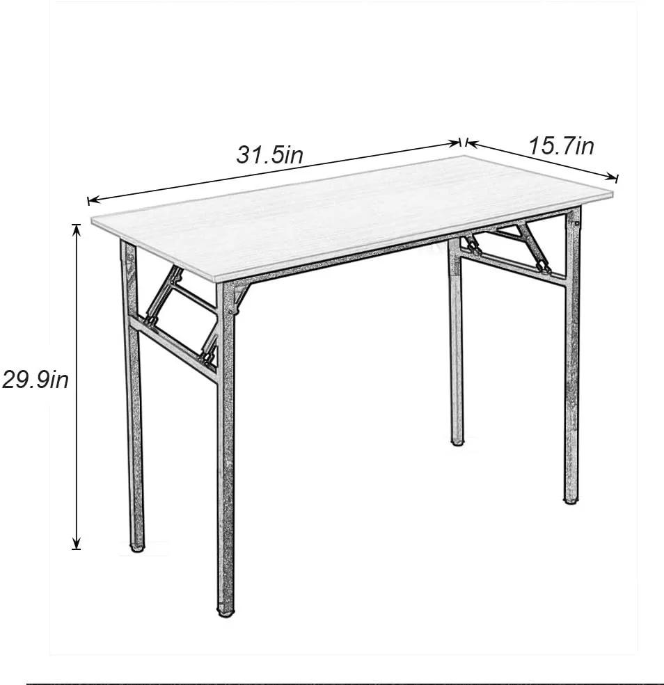 Foldable Desk Computer Desk Knock Down Design with Metal Frame and Wooden Board for Office and Home Using Furniture