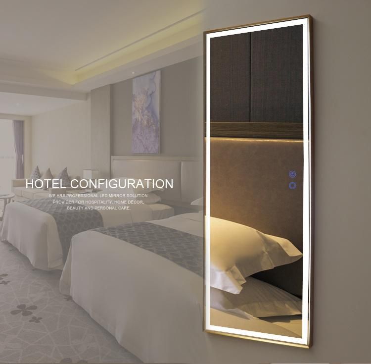 Gold Metal Frame Full Length LED Light Wall Mirror