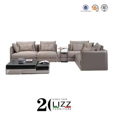 Hot Italian Style Modern Living Room Furniture Plain Leather Sofa