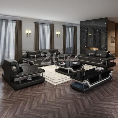 USA Wholesale Home Furniture Living Room Smart Leather LED 1+2+3 Sofa Set