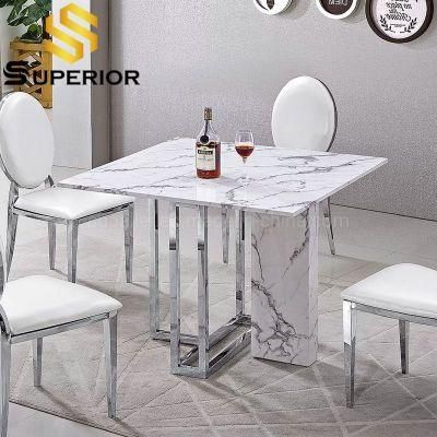 European Style Cheap Restaurant Square Stone Top Dining Table