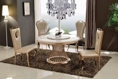 Gold Dining Table with Super White Marble Top