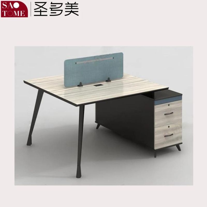 Office Furniture Four-Person Desk with Two Support Cabinets and Two Countertops