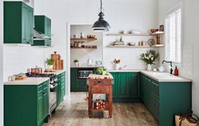Vintage Green Raised Panel Wall Cupboard Classic Design Wooden furniture Fitted Kitchen Cabinets