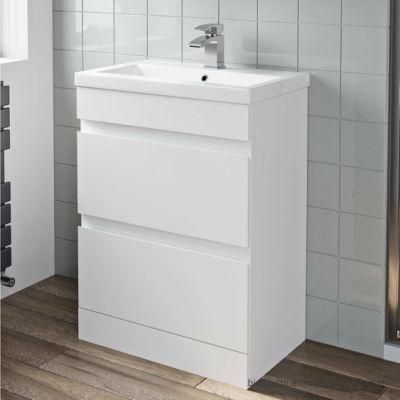 Bathroom Furniture Sets 600mm Bathroom Vanity Unit Basin Storage 2 Drawer Cabinet Furniture White Gloss