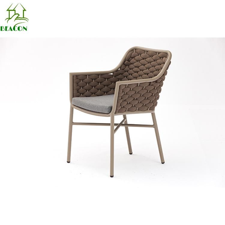 Customized Wholesale Garden Hotel Home Resort Villa Project Patio Outdoor UV Resistance Modern Leisure Aluminum Woven Polyester Rope Belt Balcony Chair