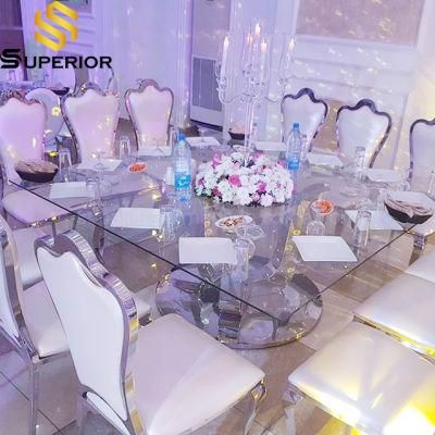Luxury Hotel Wedding Restaurant Square Transparent Glass Banquet Table