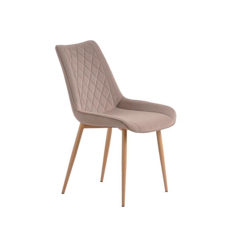 Simple Velvet Fabric Wooden Design Soft and Comfortable Dining Chair