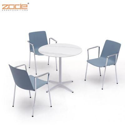 Zode Modern Home/Living Room/Office Furniture Simple Famous Style Stackable Blue Designer Aluminium Arms Plastic Dining Chair