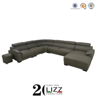 Home Furniture Modern Genuine Leather Sectional L Shape Sofa
