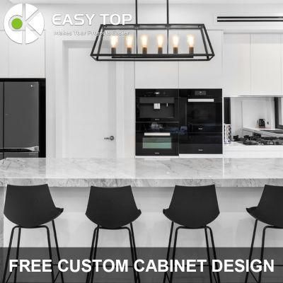 Germany PVC Membrane Lacquer White Quartz Stone Modular Kitchen Cabinet Melamine Kitchen Cabinet